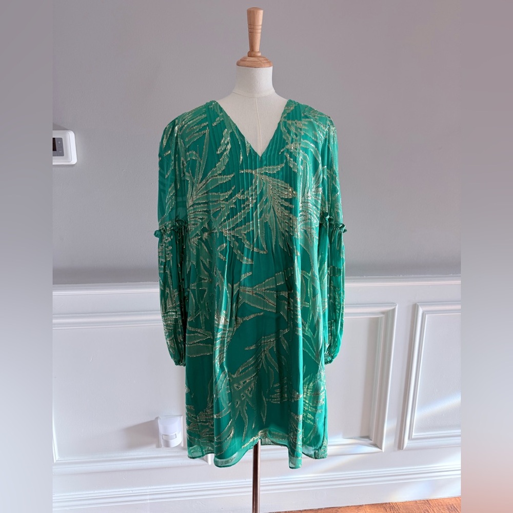 Lilly Pulitzer Green and Gold Long Sleeve Dress
